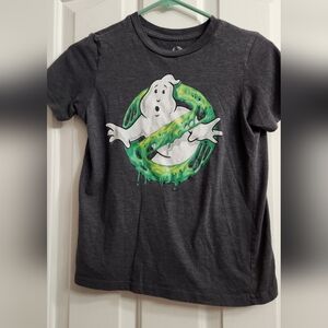 Ghostbusters Boys Gray/Charcoal Short Sleeve Slimer Graphic T Shirt Size M